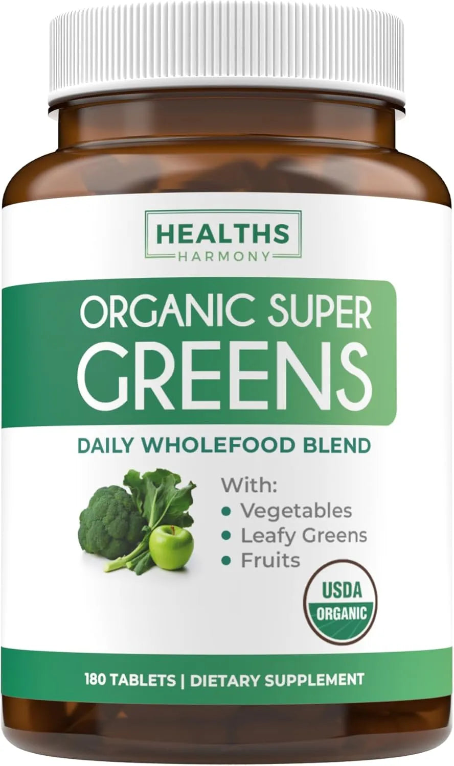HEALTHS HARMONY - Healths Harmony USDA Organic Greens Powder 180 Tabletas - The Red Vitamin MX - Suplementos Alimenticios - {{ shop.shopifyCountryName }}