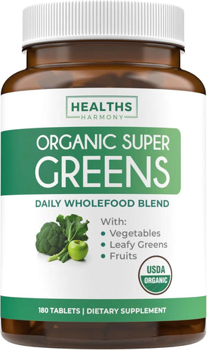 HEALTHS HARMONY - Healths Harmony USDA Organic Greens Powder 180 Tabletas - The Red Vitamin MX - Suplementos Alimenticios - {{ shop.shopifyCountryName }}