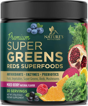 NATURE'S NUTRITION - Nature's Nutrition Greens Superfood Powder 30 Servicios Berry Flavor 270Gr. - The Red Vitamin MX - Suplementos Alimenticios - {{ shop.shopifyCountryName }}