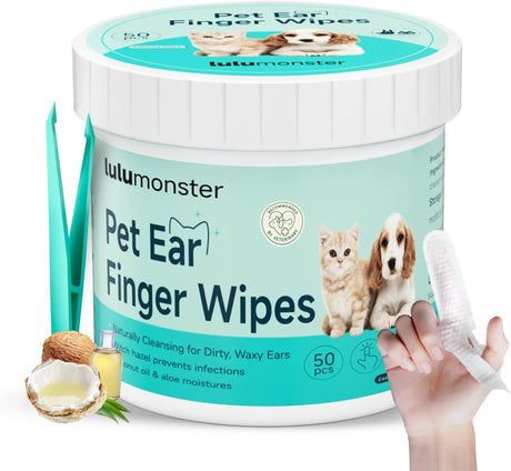 LULUMONSTER - LULUMONSTER Ear Cleaner Finger Wipes for Dog & Cat Unscented 50 Toallitas - The Red Vitamin MX - Cuidado Del Oído De Perros - {{ shop.shopifyCountryName }}