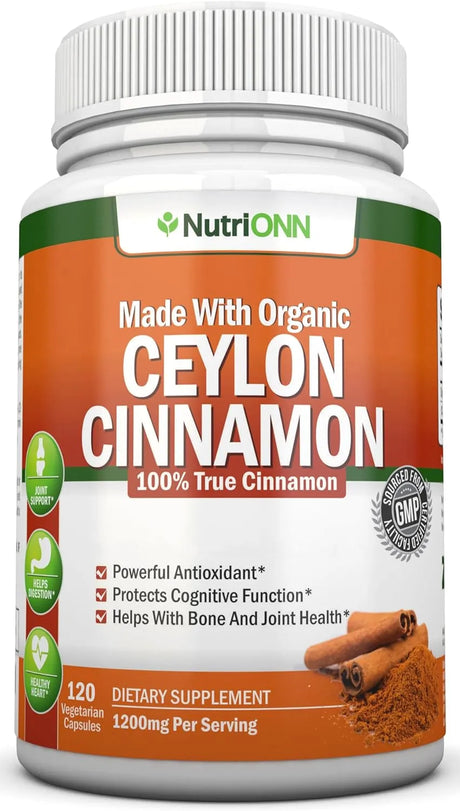 NUTRIONN - NutriONN Organic Ceylon Cinnamon 1200Mg. 120 Capsulas - The Red Vitamin MX - Suplementos Alimenticios - {{ shop.shopifyCountryName }}