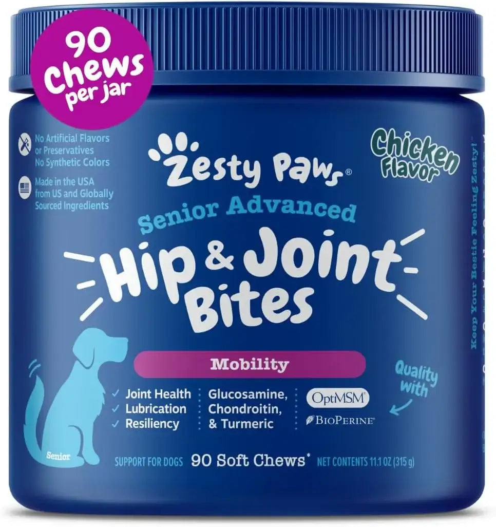 ZESTY PAWS - Zesty Paws Mobility Bites Joint Supplement for Dogs Chicken Flavor 90 Masticables - The Red Vitamin MX - Cuidado De Cadera Y Articulaciones Para Perros - {{ shop.shopifyCountryName }}