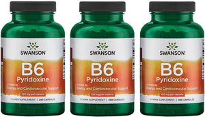 Swanson B6 Pyridoxine 100Mg. 250 Capsulas 3 Pack