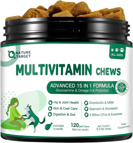 NATURE TARGET - NATURE TARGET Multivitamin for Dogs 120 Masticables - The Red Vitamin MX - Multivitamínicos Para Perros - {{ shop.shopifyCountryName }}