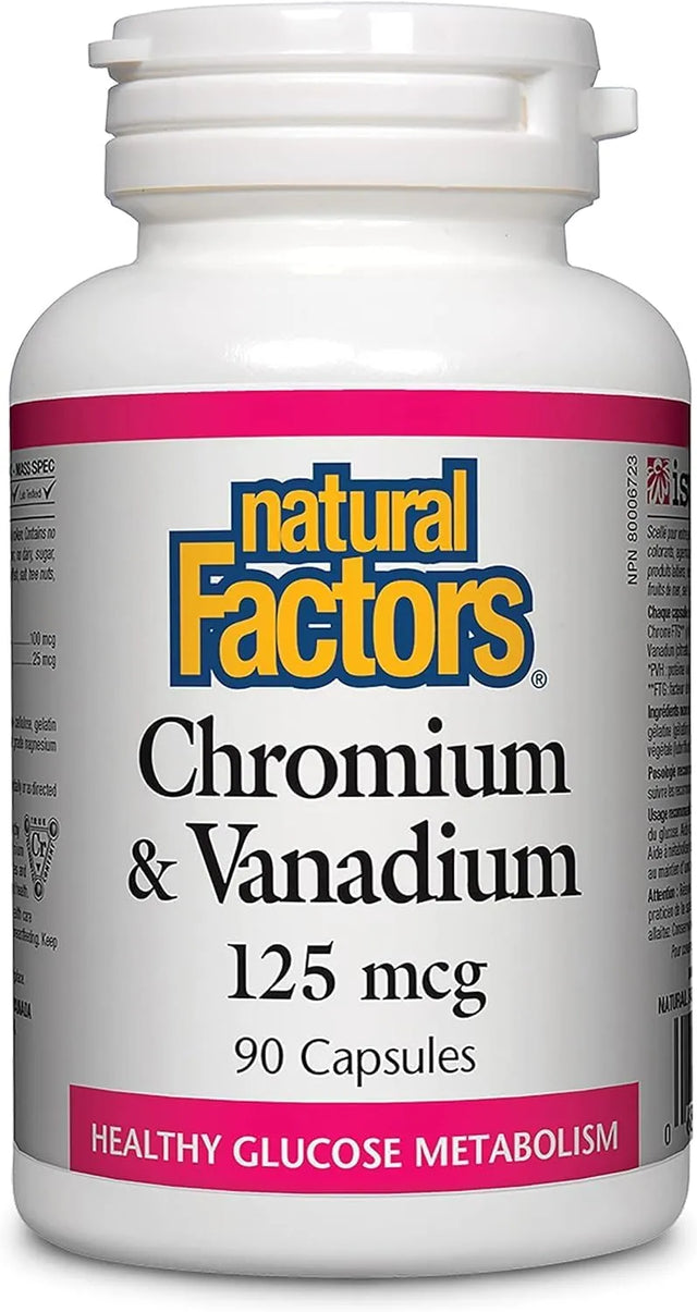 NATURAL FACTORS - Natural Factors Chromium & Vanadium 125mcg 90 Capsulas - The Red Vitamin MX - Suplementos Alimenticios - {{ shop.shopifyCountryName }}