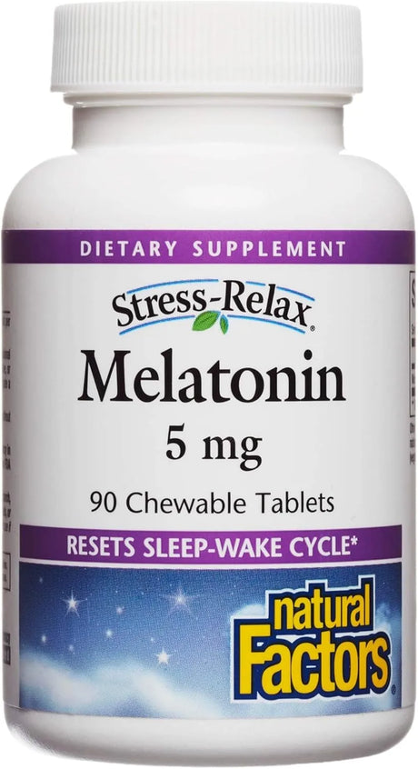 NATURAL FACTORS - Natural Factors Stress-Relax Melatonin 5Mg. 90 Tabletas Masticables - The Red Vitamin MX - Suplementos Alimenticios - {{ shop.shopifyCountryName }}
