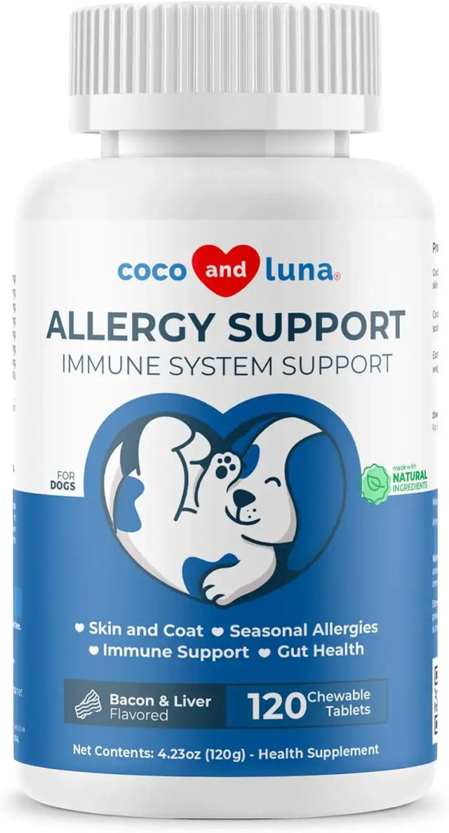 COCO AND LUNA - Coco and Luna Dog Allergy Support 120 Tabletas Masticables - The Red Vitamin MX - Remedios Para La Picazón De Perros - {{ shop.shopifyCountryName }}