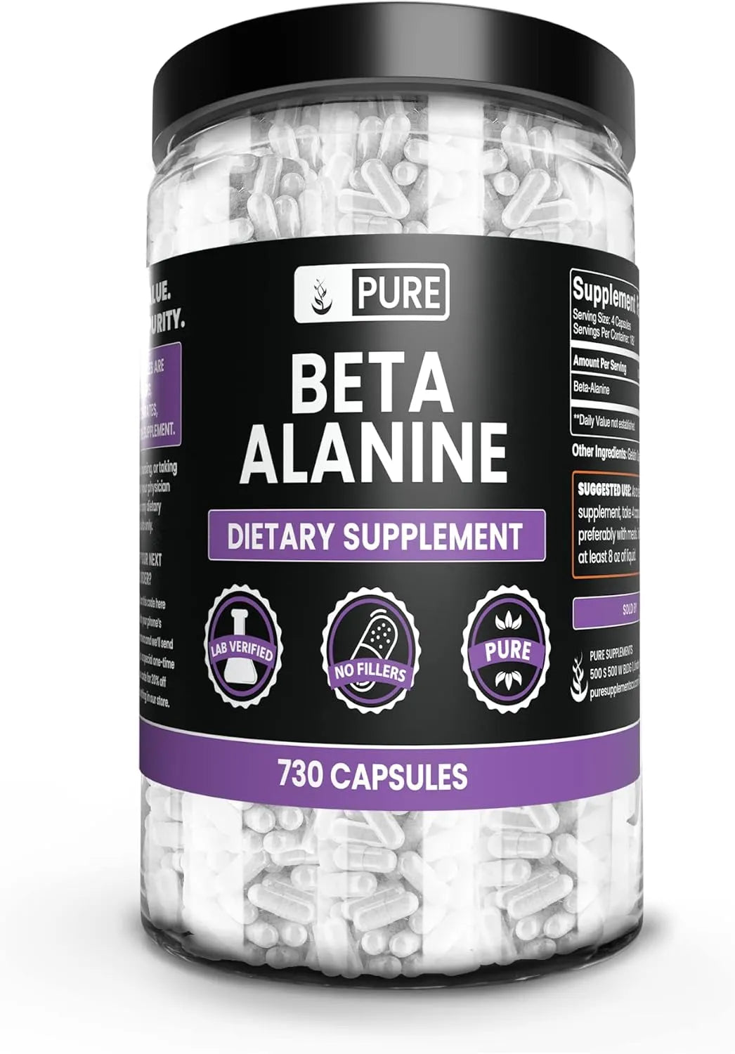 PURE ORIGINAL INGREDIENTS - Pure Original Ingredients Beta Alanine 730 Capsulas - The Red Vitamin MX - Suplementos Alimenticios - {{ shop.shopifyCountryName }}