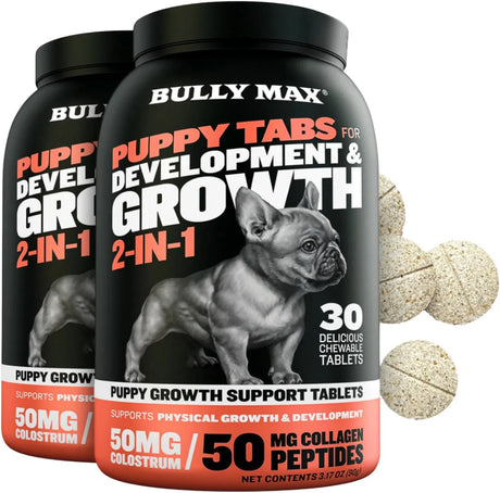 BULLY MAX - Bully Max 2-in-1 Puppy Vitamins 30 Tabletas Masticables 2 Pack - The Red Vitamin MX - Multivitamínicos Para Perros - {{ shop.shopifyCountryName }}