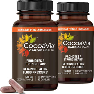 CocoaVia Cardio Health Cocoa Flavanols 500Mg. 60 Capsulas 2 Pack