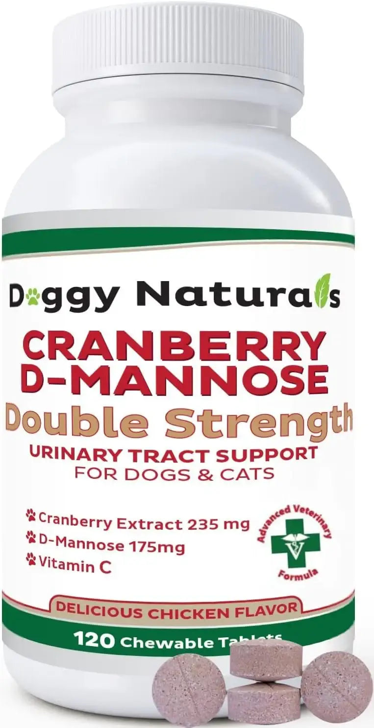 DOGGY NATURALS - Doggy Naturals Cranberry D-Mannose for Dogs and Cats Urinary Tract 120 Tabletas Masticables - The Red Vitamin MX - Salud De Tracto Urinario Para Perros - {{ shop.shopifyCountryName }}