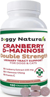 DOGGY NATURALS - Doggy Naturals Cranberry D-Mannose for Dogs and Cats Urinary Tract 120 Tabletas Masticables - The Red Vitamin MX - Salud De Tracto Urinario Para Perros - {{ shop.shopifyCountryName }}