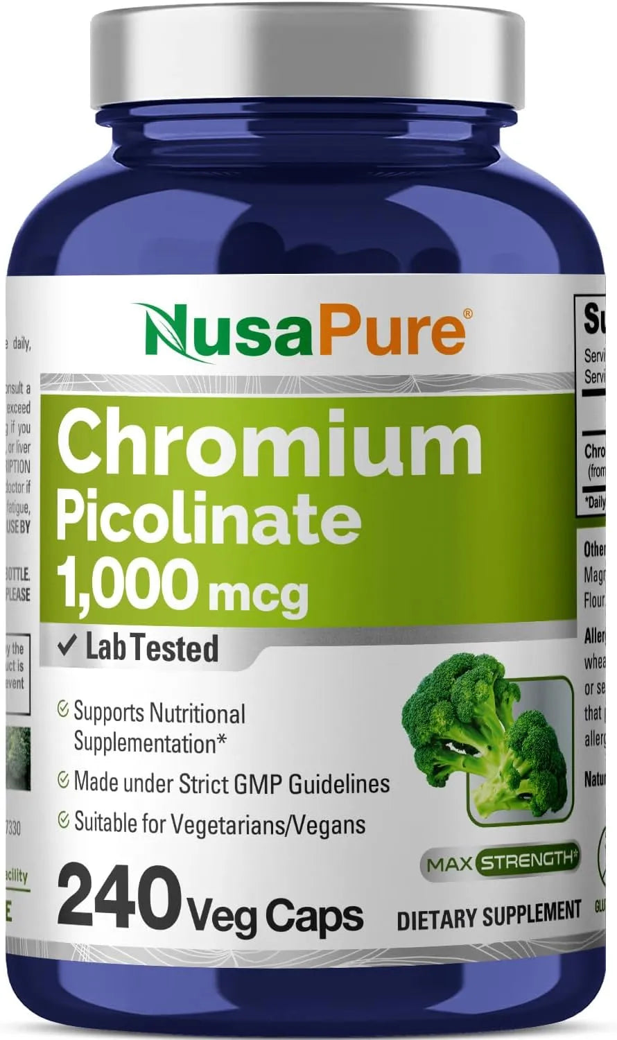 NUSAPURE - NusaPure Chromium Picolinate 1000mcg 240 Capsulas - The Red Vitamin MX - Suplementos Alimenticios - {{ shop.shopifyCountryName }}