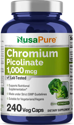 NUSAPURE - NusaPure Chromium Picolinate 1000mcg 240 Capsulas - The Red Vitamin MX - Suplementos Alimenticios - {{ shop.shopifyCountryName }}