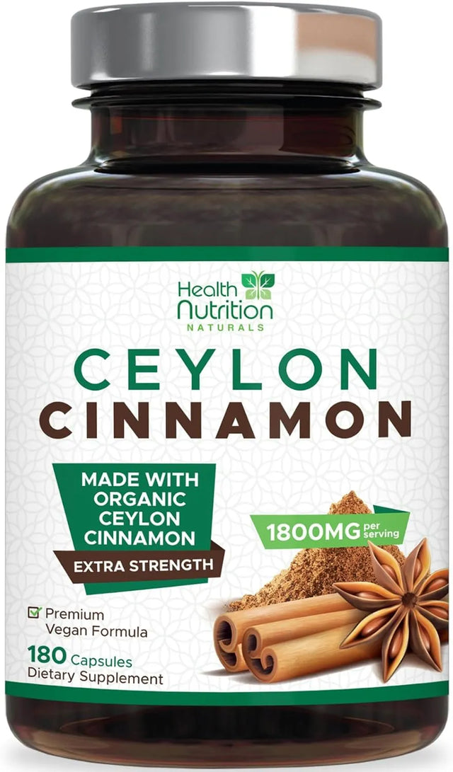 HEALTH NUTRITION NATURALS - Health Nutrition Naturals Pure Cinnamon 1800Mg. 180 Capsulas - The Red Vitamin MX - Suplementos Alimenticios - {{ shop.shopifyCountryName }}