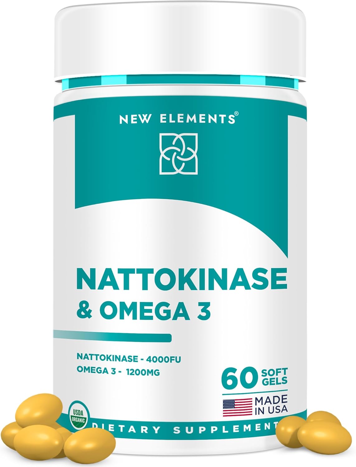 New Elements Nattokinase with Omega 3 60 Capsulas Blandas