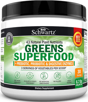 BIO SCHWARTZ - BioSchwartz Super Greens Powder 30 Servicios 190Gr. - The Red Vitamin MX - Suplementos Alimenticios - {{ shop.shopifyCountryName }}