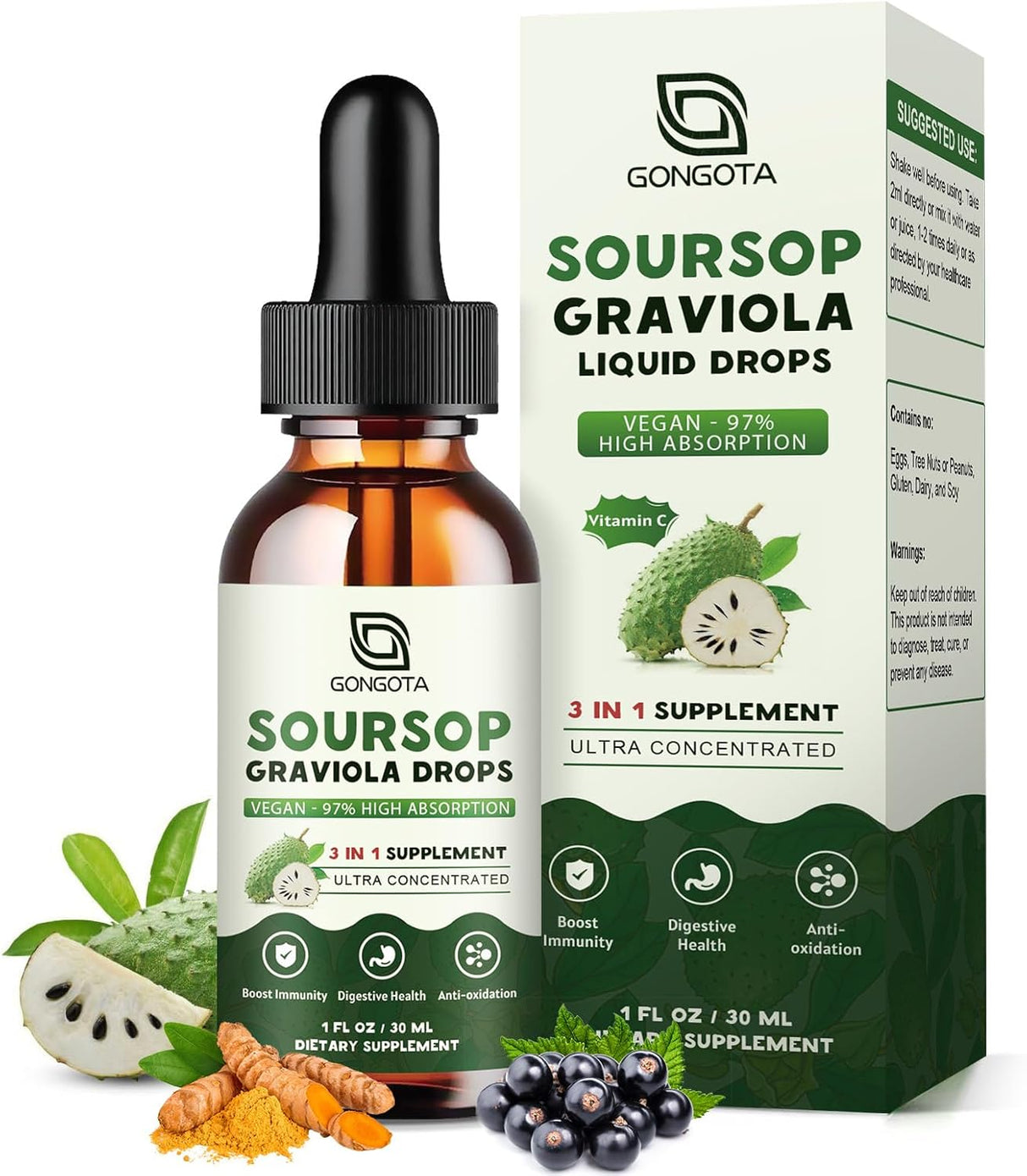 GONGOTA Soursop Graviola Liquid Drops 1 Fl.Oz.