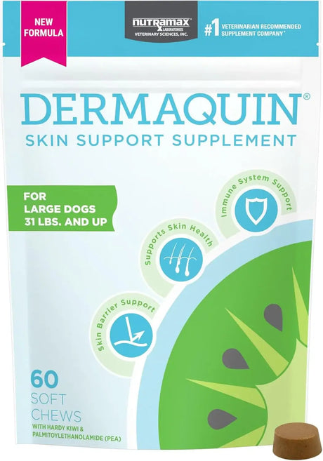 NUTRAMAX - Nutramax Dermaquin Skin Support for Large Dogs 31+ lbs 60 Masticables - The Red Vitamin MX - Remedios Para La Picazón De Perros - {{ shop.shopifyCountryName }}