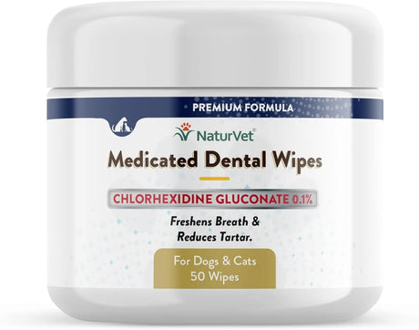 NATURVET - NaturVet Medicated Dental Wipes for Dogs & Cats 50 Toallitas - The Red Vitamin MX - Cuidado Dental Para Perros - {{ shop.shopifyCountryName }}