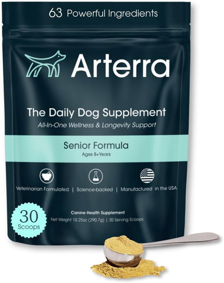ARTERRA - Arterra Pet Science Senior Dog Powder Supplement & Food Topper 30 Servicios 290Gr. - The Red Vitamin MX - Suplementos Herbales Para Perros - {{ shop.shopifyCountryName }}