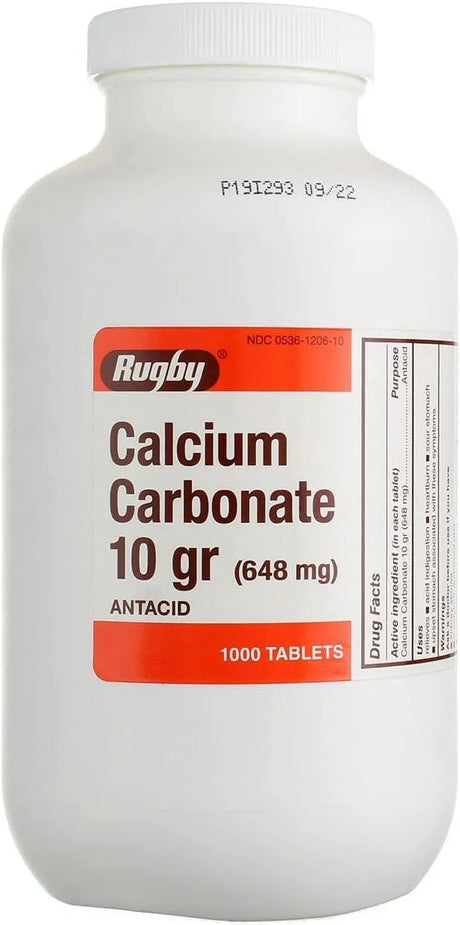 RUGBY LABORATORIES - Rugby Calcium Carbonate 648Mg. 1000 Tabletas - The Red Vitamin MX - Suplementos Alimenticios - {{ shop.shopifyCountryName }}