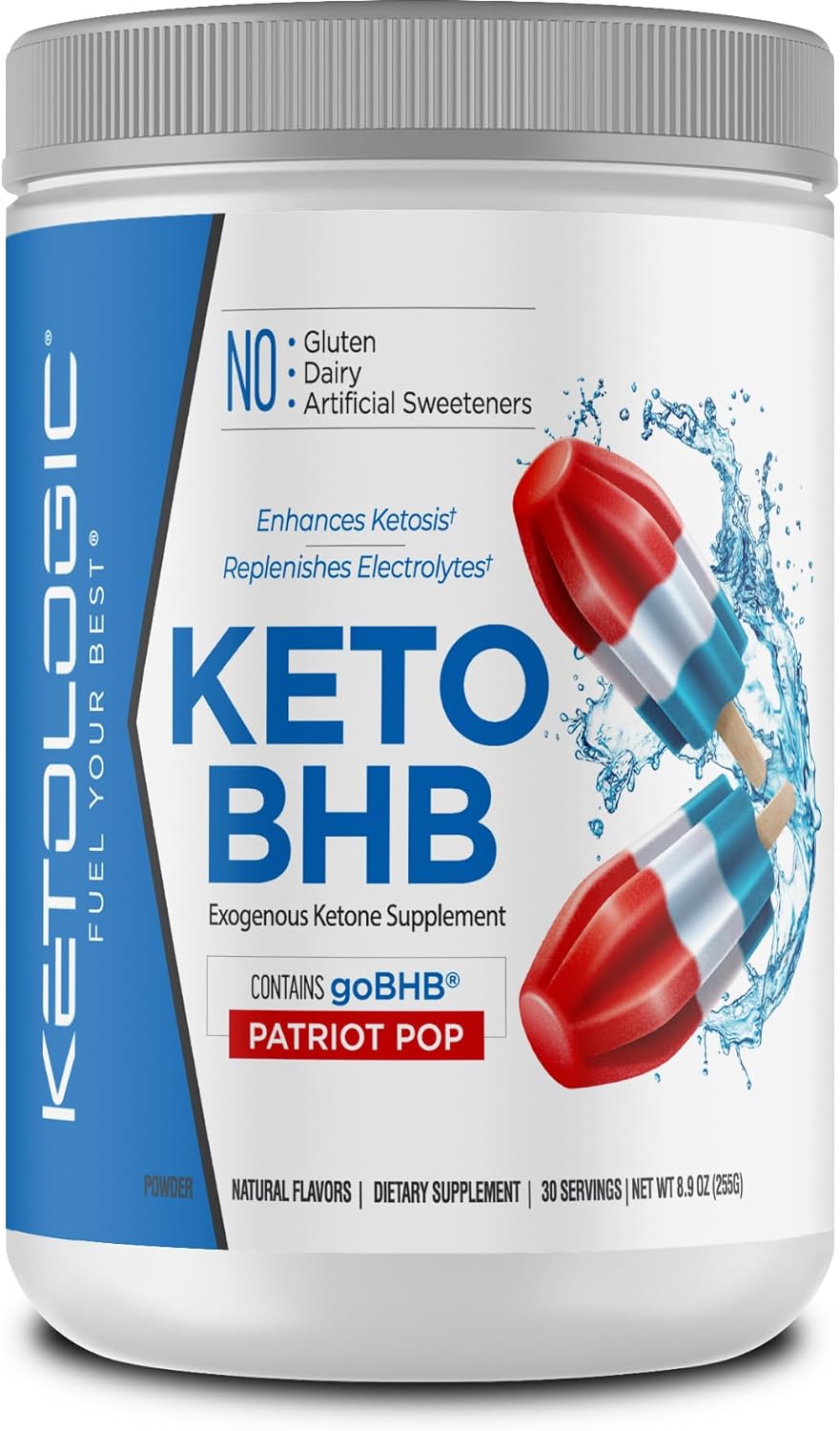 Ketologic Keto BHB Patriot Pop Flavor 30 Servicios 255Gr.