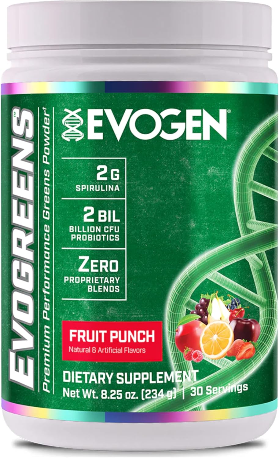 Evogen Evogreens Super Greens Powder 30 Servicios Fruit Punch 234Gr.