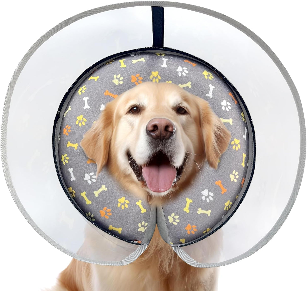 Uaidie Dog Cone Collar with Enhanced Anti-Licking GRAY MEDIUM