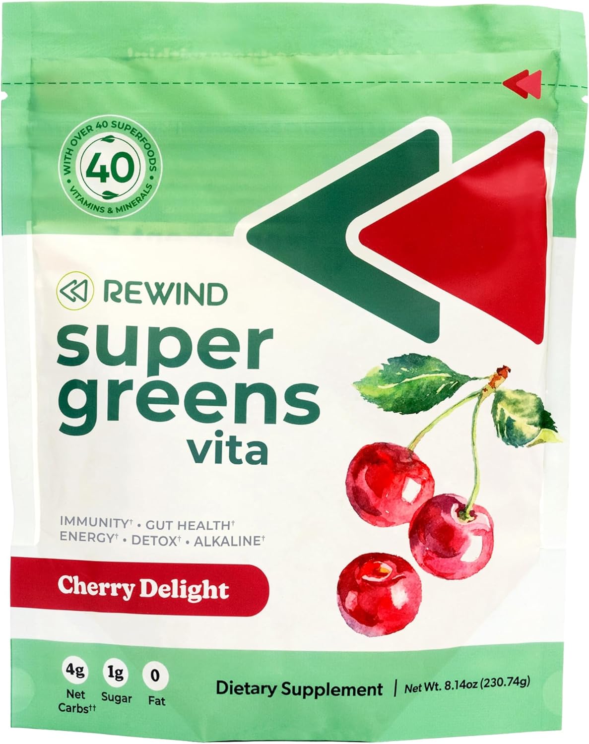 Rewind Super Greens Powder Cherry Delight 230Gr.