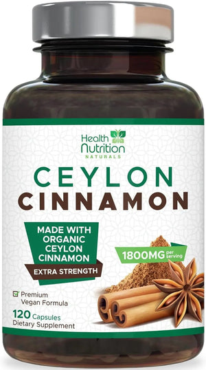 HEALTH NUTRITION NATURALS - Health Nutrition Naturals Pure Cinnamon 1800Mg. 120 Capsulas - The Red Vitamin MX - Suplementos Alimenticios - {{ shop.shopifyCountryName }}