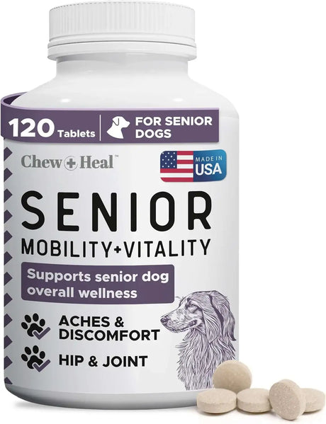CHEW + HEAL - Chew + Heal Labs Senior Mobility and Vitality 120 Tabletas - The Red Vitamin MX - Cuidado De Cadera Y Articulaciones Para Perros - {{ shop.shopifyCountryName }}