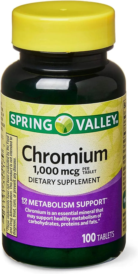 SPRING VALLEY - Spring Valley Chromium 1000mcg 100 Tabletas - The Red Vitamin MX - Suplementos Alimenticios - {{ shop.shopifyCountryName }}