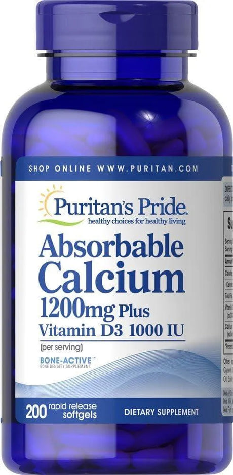 PURITAN'S PRIDE - Puritan's Pride Absorbable Calcium 1200Mg. with Vitamin D3 200 Capsulas Blandas - The Red Vitamin MX - Suplementos Alimenticios - {{ shop.shopifyCountryName }}