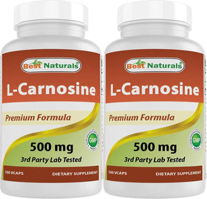 BEST NATURALS - Best Naturals L-Carnosine 500Mg. 60 Capsulas 2 Pack - The Red Vitamin MX - Suplementos Alimenticios - {{ shop.shopifyCountryName }}