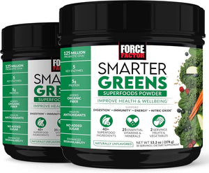FORCE FACTOR - Force Factor Smarter Greens Superfoods Powder 30 Servicios 374Gr. 2 Pack - The Red Vitamin MX - Suplementos Alimenticios - {{ shop.shopifyCountryName }}