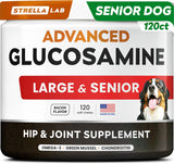 STRELLALAB Advanced Glucosamine Chondroitin Joint for Dogs Large & Senior Bacon Flavor 120 Masticables
