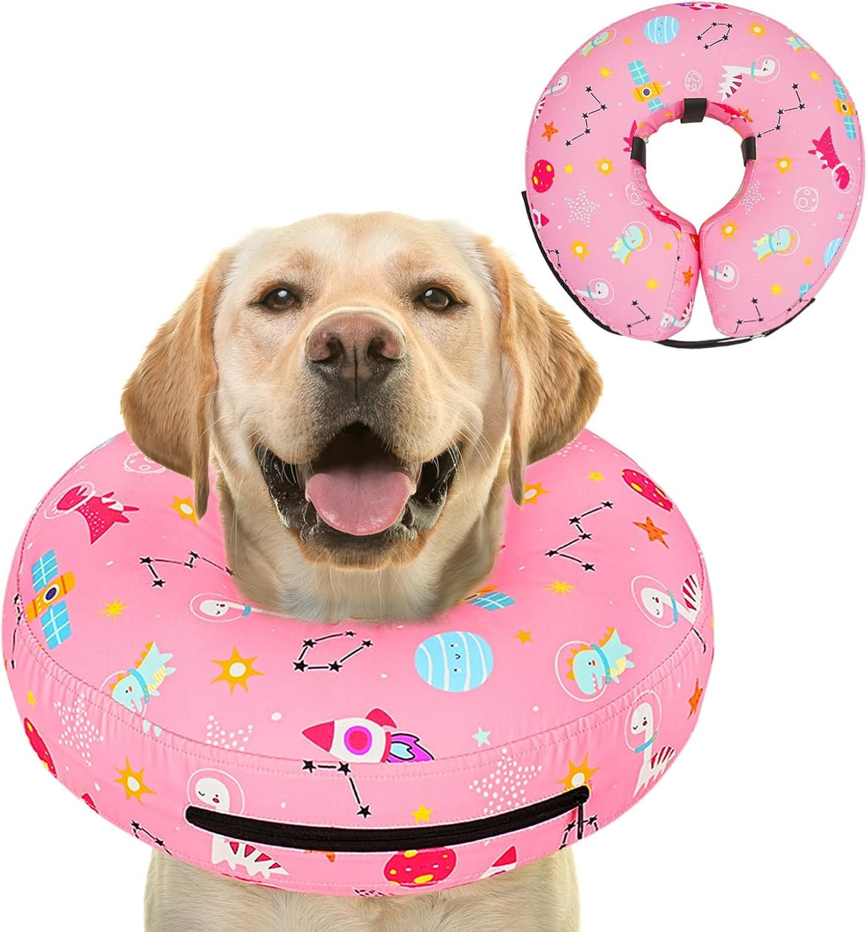 Toptakeit Elevated Inflatable Dog Collar PINKT XLARGE
