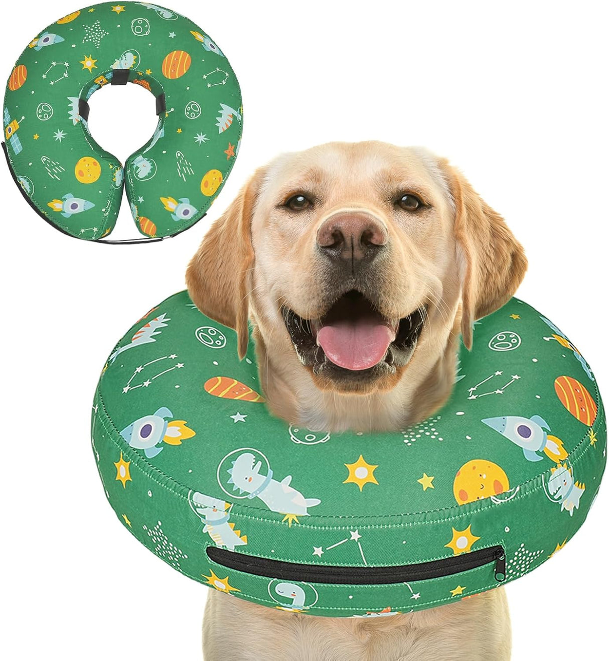 Toptakeit Elevated Inflatable Dog Collar GREEN XXLARGE