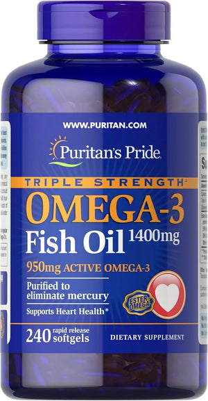 PURITAN'S PRIDE - Puritan's Pride Triple Strength Omega-3 Fish Oil 1360Mg. 240 Capsulas Blandas - The Red Vitamin MX - Suplementos Alimenticios - {{ shop.shopifyCountryName }}