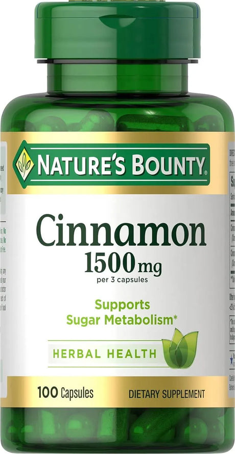 NATURE'S BOUNTY - Nature's Bounty Cinnamon 1500Mg. Supports Sugar Metabolism 100 Capsulas - The Red Vitamin MX - Suplementos Alimenticios - {{ shop.shopifyCountryName }}