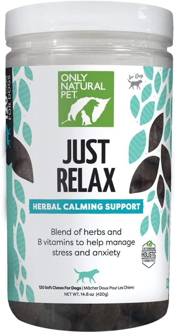 Only Natural Pet Just Relax Herbal Calming Soft Chews for Dogs 120 Masticables