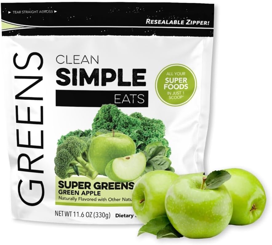 Clean Simple Eats Green Apple Greens Powder Mix 30 Servicios 330Gr.