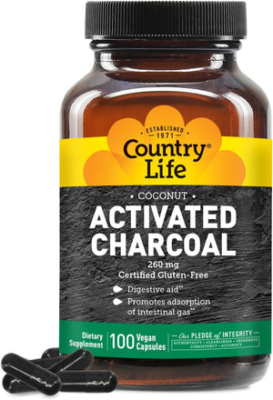 Country Life Activated Charcoal 260Mg. 100 Capsulas