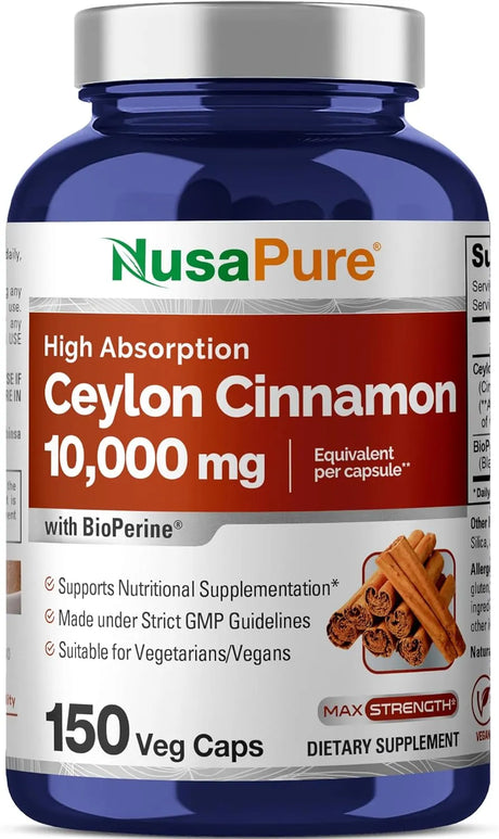 NUSAPURE - NusaPure Ceylon Cinnamon 10,000Mg. 150 Capsulas - The Red Vitamin MX - Suplementos Alimenticios - {{ shop.shopifyCountryName }}