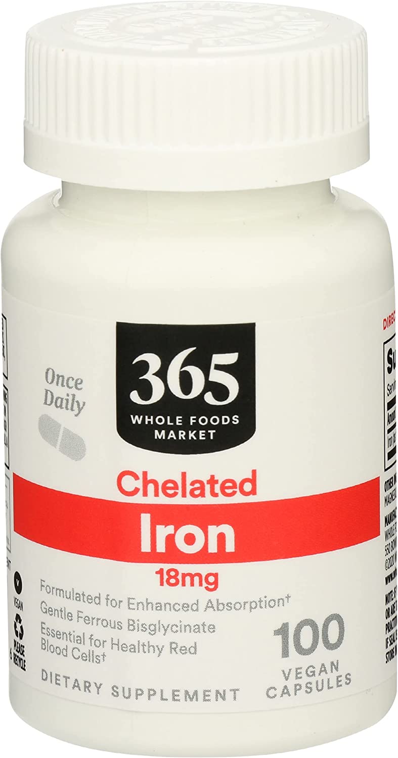 365 by Whole Foods Market, Iron Chelated 18Mg. 100 Capsulas - The Red Vitamin MX - Suplementos Alimenticios - 365