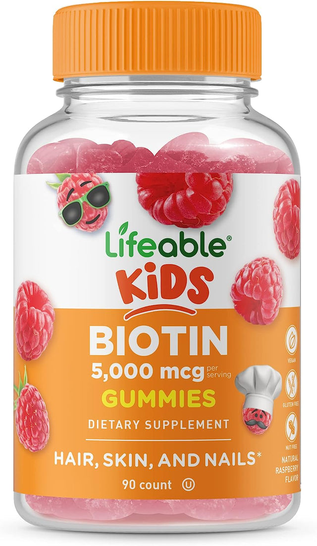 Lifeable Biotin Gummies for Kids 5,000 mcg 90 Gomitas - The Red Vitamin MX - Suplementos Alimenticios - LIFEABLE