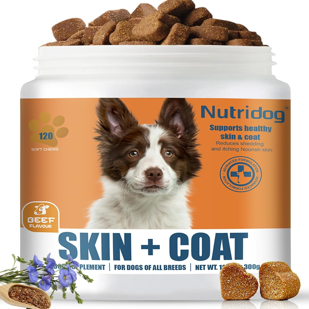 Nutridog Skin & Coat Supplement for Dogs 120 Masticables