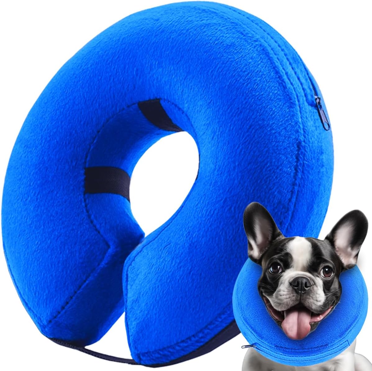 Infisu Soft Dog Cone Collar Inflatable BLUE LARGE 12"-18"