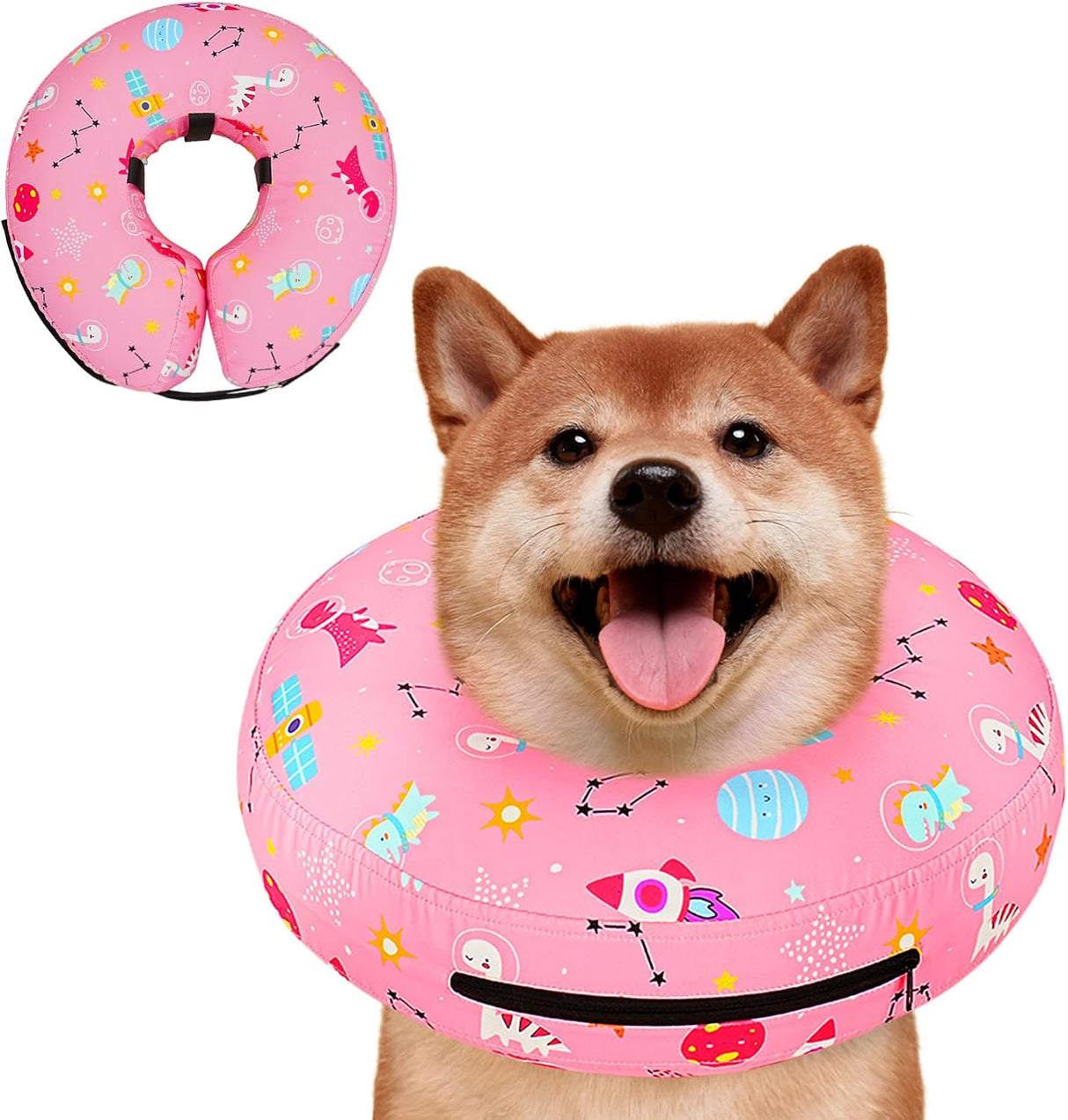 Toptakeit Elevated Inflatable Dog Collar PINKT LARGE